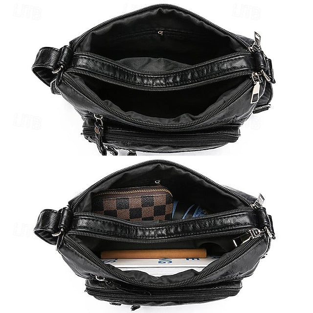 Leather Multiple Women's with Bag Quilted Crossbody Faux FashionChic