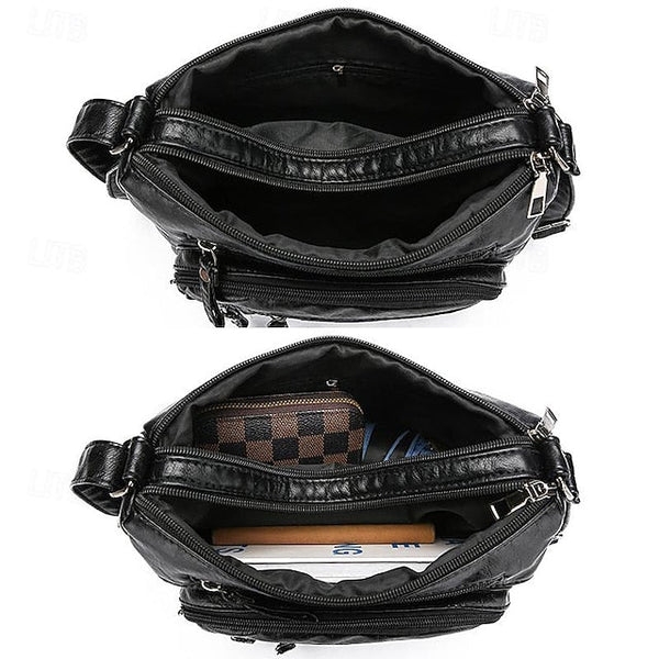 Leather Multiple Women's with Bag Quilted Crossbody Faux FashionChic