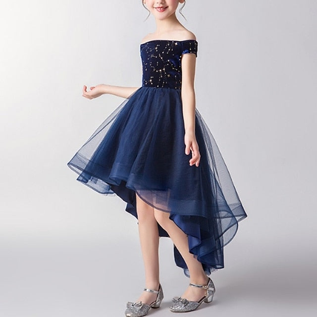 Performance Dress Party Color Solid Girls' Sleeveless Kids FashionChic