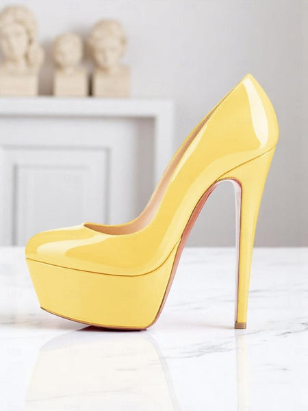 Platform Black Women's Pointed-Toe and with Heels Patent FashionChic