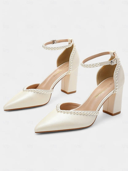 Heels Pearl-Embellished Women's Wedding Elegant FashionChic