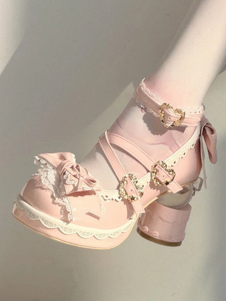 for Pink - Sweet Mary Round Design Janes Toe Crisscross Lolita FashionChic