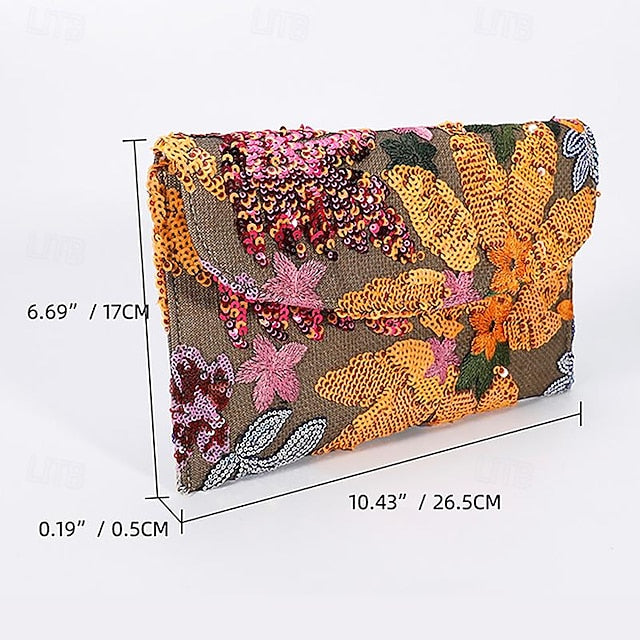 Embroidered Handheld Women's Evening Floral Clutch - Bag FashionChic