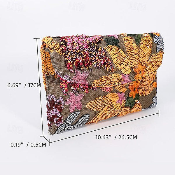 Embroidered Handheld Women's Evening Floral Clutch - Bag FashionChic