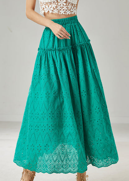 Green Cotton Skirts Ruffled Exra Large Hem Summer AZ1024 shopify