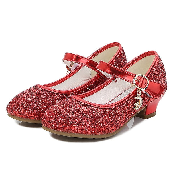 Mary Shoes Heel Low Glitter Dress Girls' - Sparkly Jane FashionChic