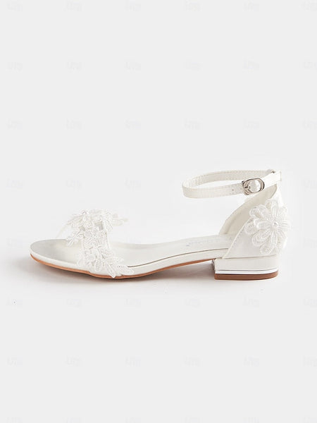 – Elegant Wedding Bridal Flat Women's Sandals Lace White FashionChic