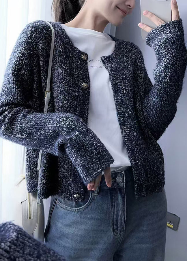 Women Grey O Neck Button Cozy Wool Knit Cardigans Fall QX023 shopify