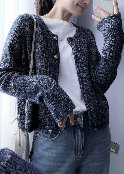 Women Grey O Neck Button Cozy Wool Knit Cardigans Fall QX023 shopify