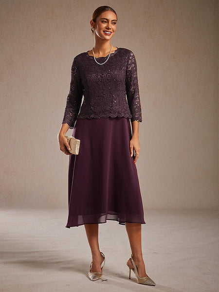 Women's Midi Dress Chiffon Dress Elegant Wedding Guest FashionChic