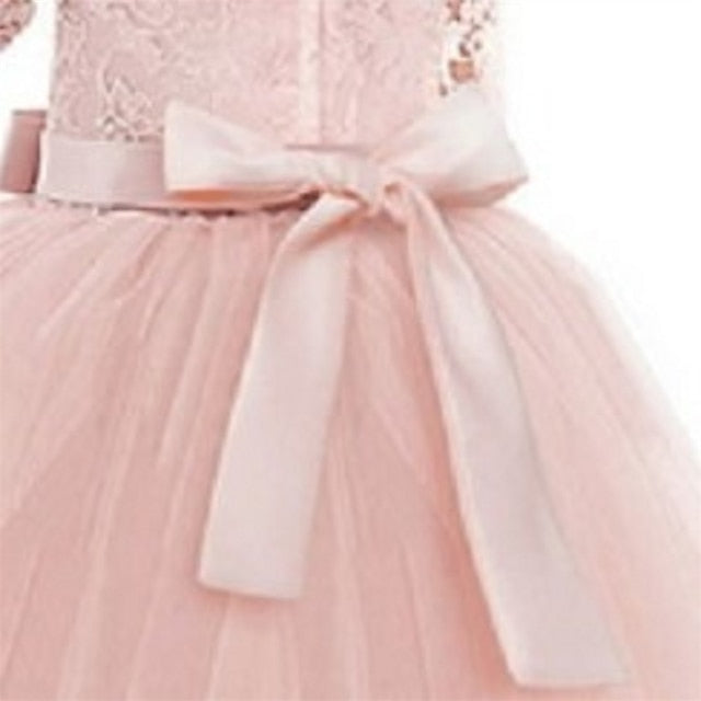 Girls' Flower Sleeve Kids Half Dress Girl Wedding FashionChic
