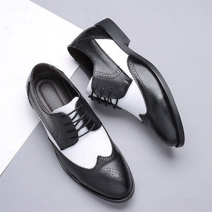 White Dress Brogue Black and with Oxford Shoes Men's FashionChic