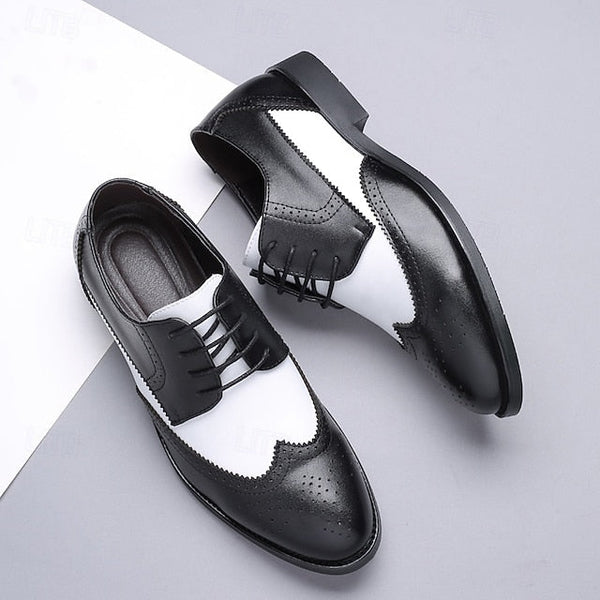 White Dress Brogue Black and with Oxford Shoes Men's FashionChic