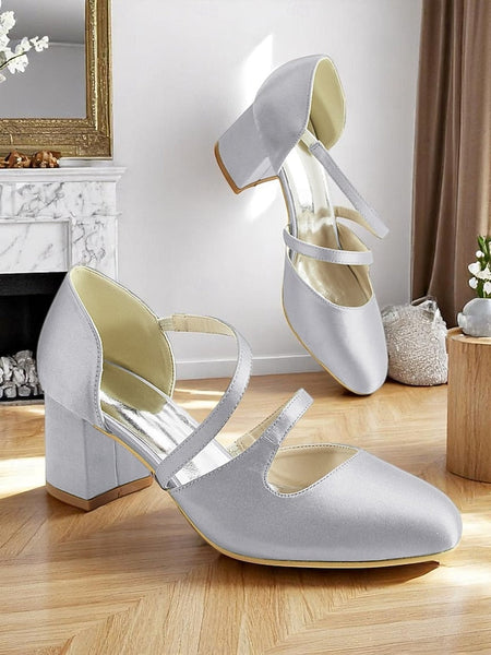 Green Elegant Women's Mary Heels 1950s Jane Satin Block – FashionChic