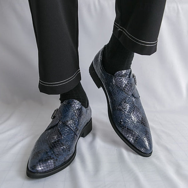 Formal Brown Print Snake Shoes Strap Monk Men Classic – for FashionChic