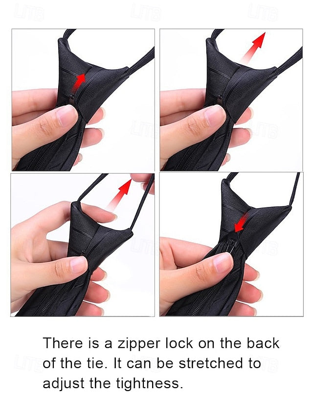 Classic - Narrow Men's Ties Zip and Stripes Pre-Tied FashionChic