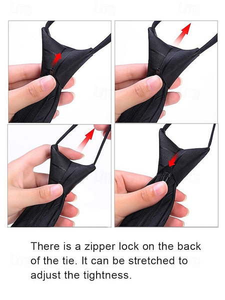 Classic - Narrow Men's Ties Zip and Stripes Pre-Tied FashionChic