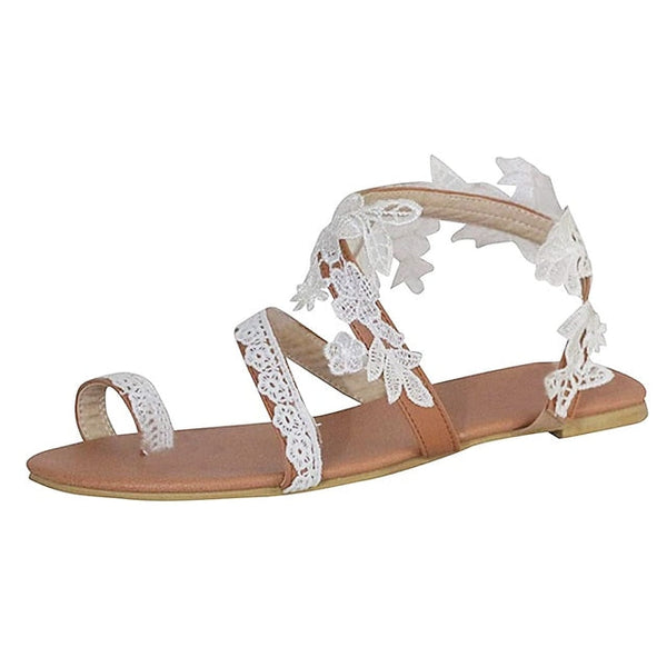 Flat with Sandals White Floral Women's Lace Bridal FashionChic