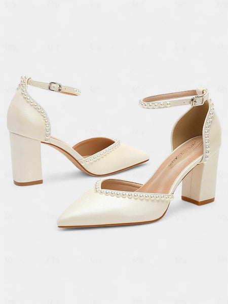 Heels Pearl-Embellished Women's Wedding Elegant FashionChic