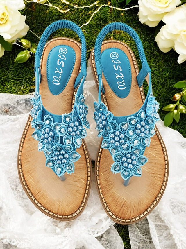 Floral Slip-Ons Flat Comfortable with Design Beaded FashionChic