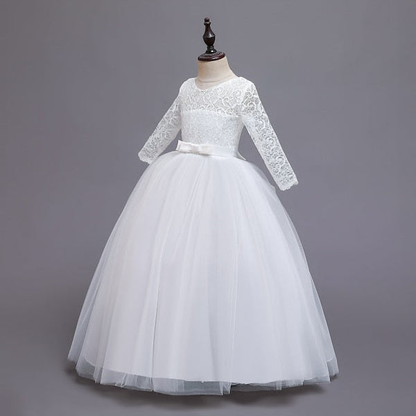 Girls' Flower Sleeve Kids Half Dress Girl Wedding FashionChic