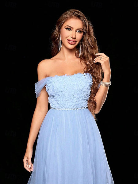 A-Line Asymmetrical Prom Dresses Elegant Sleeveless Off Shoulder