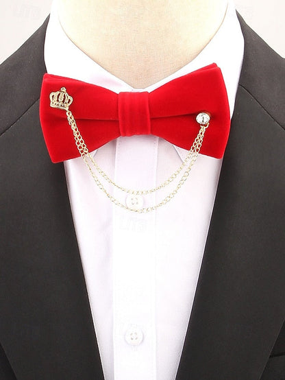 Crown Men's and with Bow Velvet Chain Detail Tie – FashionChic
