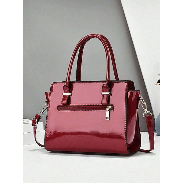 Faux Set Handbag Glossy Women's – Patent Leather FashionChic