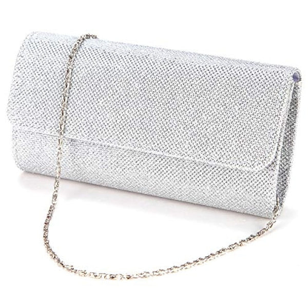 – Glitter Evening Silver Women's Clutch Purse Elegant FashionChic