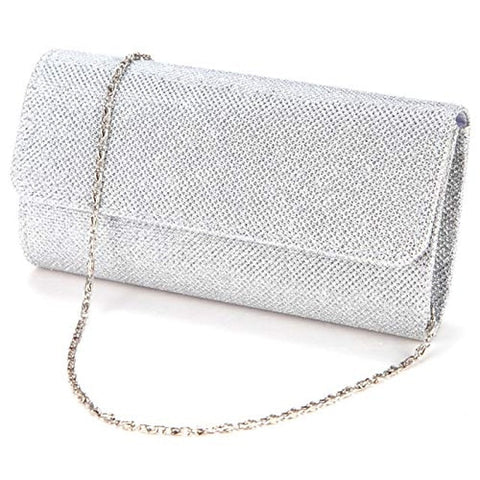 – Glitter Evening Silver Women's Clutch Purse Elegant FashionChic