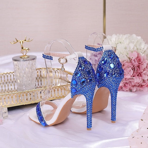 Stiletto Ankle with Matching Women's Heels Rhinestone Green FashionChic