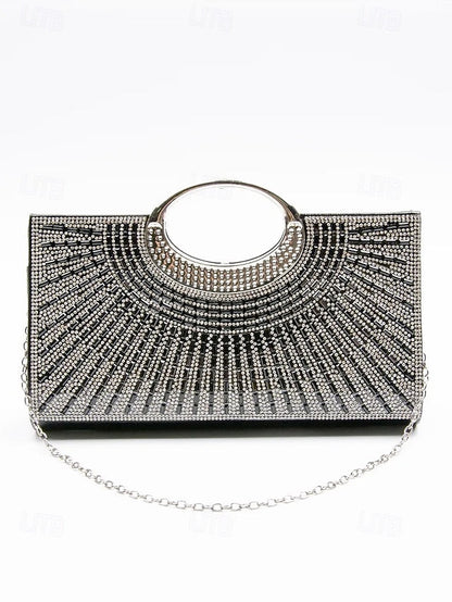 – Evening Gold Handle Glamorous with Round Clutch Crystal FashionChic