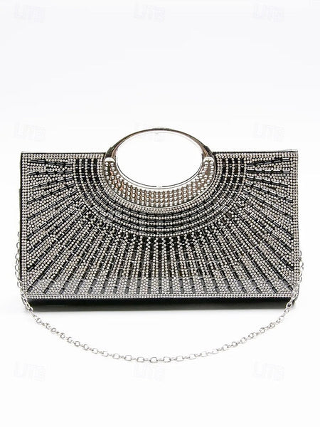 – Evening Gold Handle Glamorous with Round Clutch Crystal FashionChic