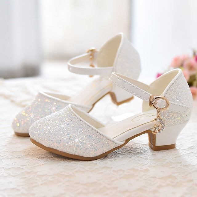 Little Princess Girls' Heels Glitters Party Rubber PU Shoes FashionChic
