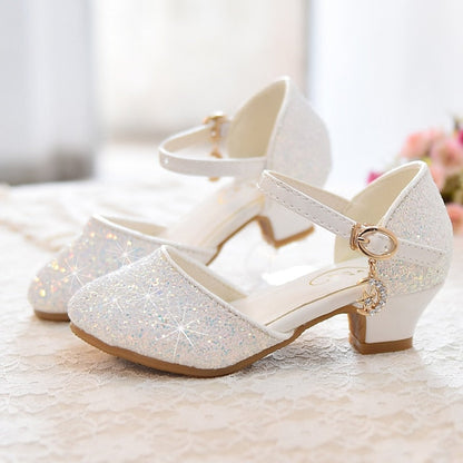 Little Princess Girls' Heels Glitters Party Rubber PU Shoes FashionChic