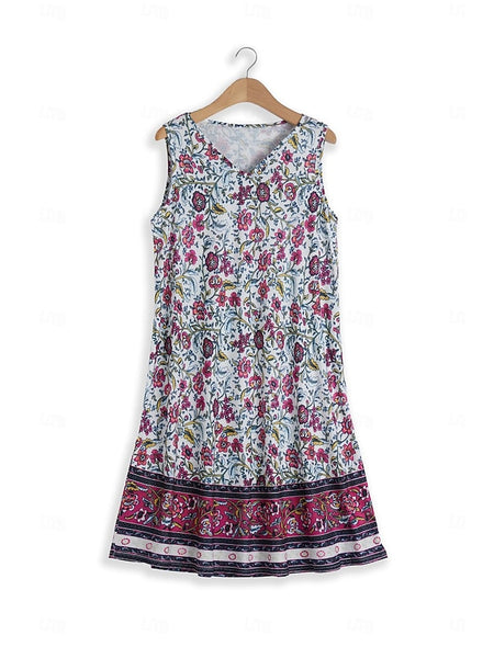 Women's Tank Dress Floral Ditsy Floral Print V Neck Midi