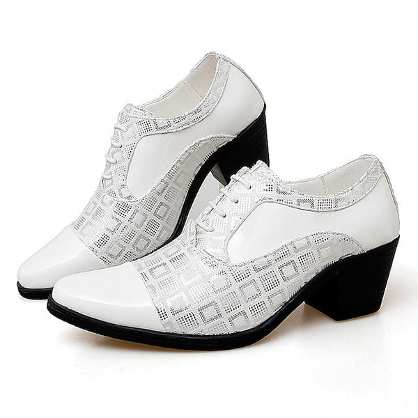 Heel Oxford Men's Patent Shoes and Red Leather Black Block FashionChic