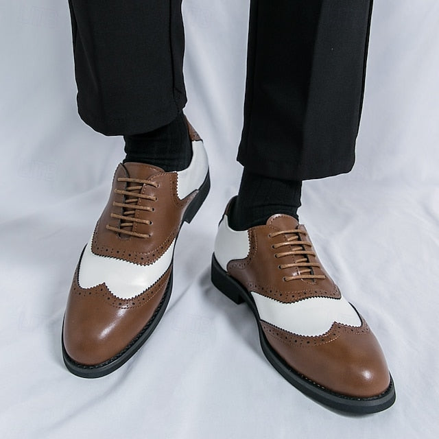 White Brogue and Shoes Oxford in Wingtip Men's Two-Tone FashionChic