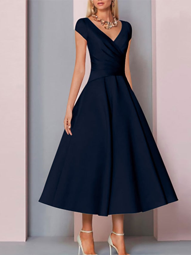 Dress of Mother Elegant the Wedding V Neck Bride A-Line Guest FashionChic