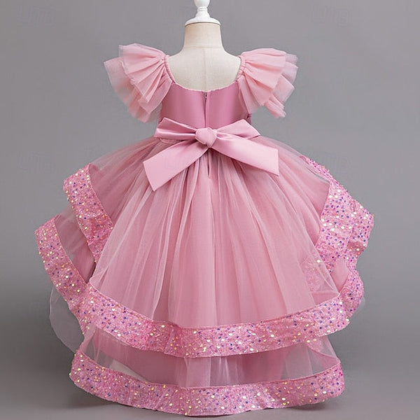 Girls' Wedding Sleeveless Dress Kids Party Special Sequin FashionChic