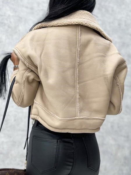 Warm Pocket Women's Leather Buttons Jacket Faux Comfortable FashionChic