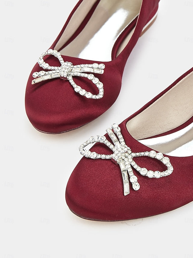 Embellished Rhinestone - Flats Women's Bow Round-Toe FashionChic