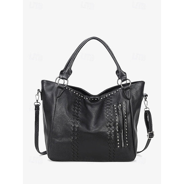 Brown Faux – Women's Tote Bag Handbag Leather Spacious FashionChic