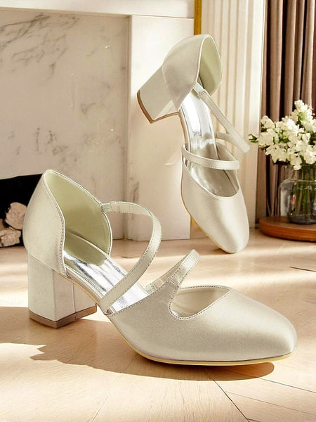 Green Elegant Women's Mary Heels 1950s Jane Satin Block – FashionChic