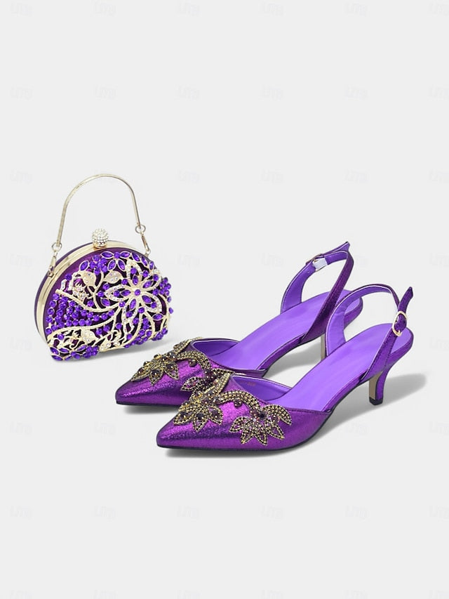 – Matching Gold Slingback with Embellished Heels Handbag FashionChic