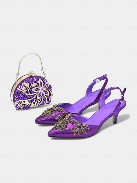 – Matching Gold Slingback with Embellished Heels Handbag FashionChic