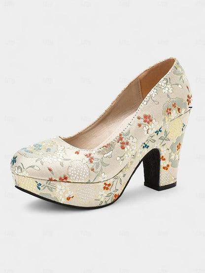 Block Platform Printed – Pumps Floral - Women's Heel FashionChic
