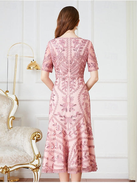 Party of Bride V Dress Vintage Mother Elegant the A-Line FashionChic