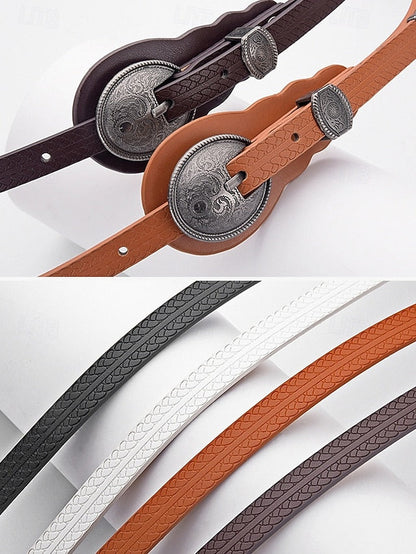 Faux Western Belt Vintage Waist Carved Women's Leather with FashionChic