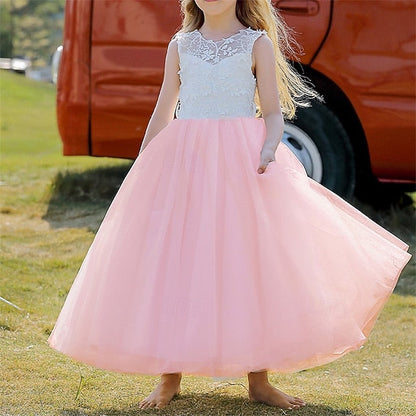 Girl Solid Color Dress Flower Kids Party Girls' FashionChic